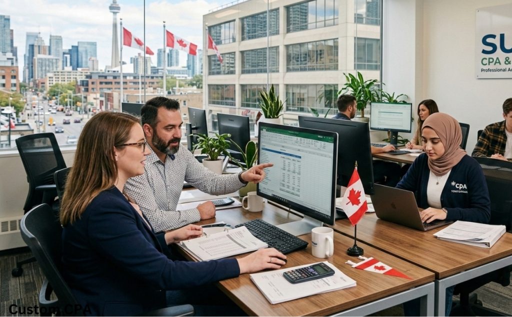 custom cpa, bookkeeping team working in office, in canada