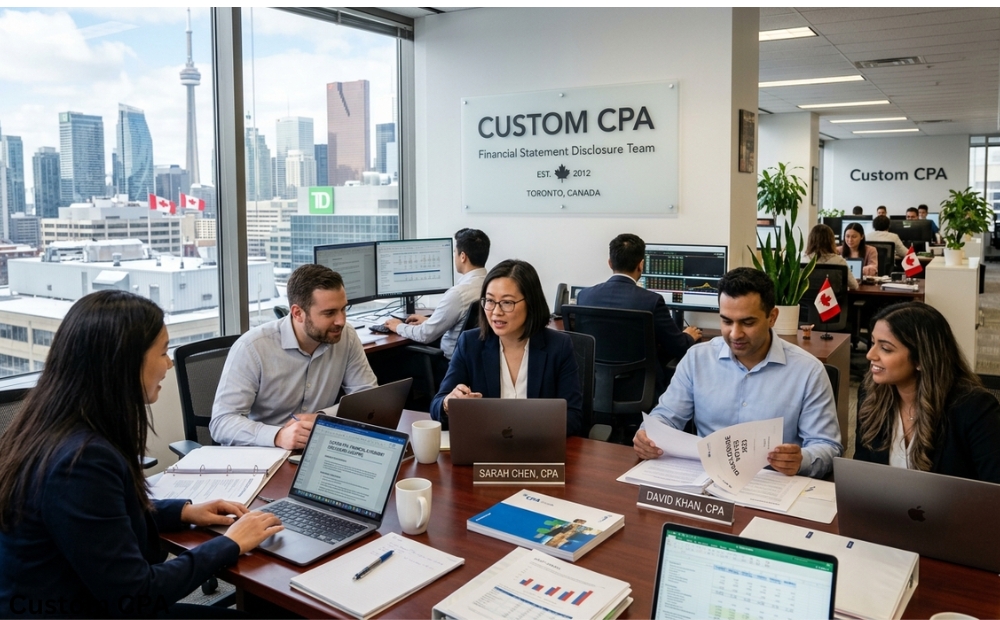 Custom CPA, Financial Statement Disclosure team in the office in Canada