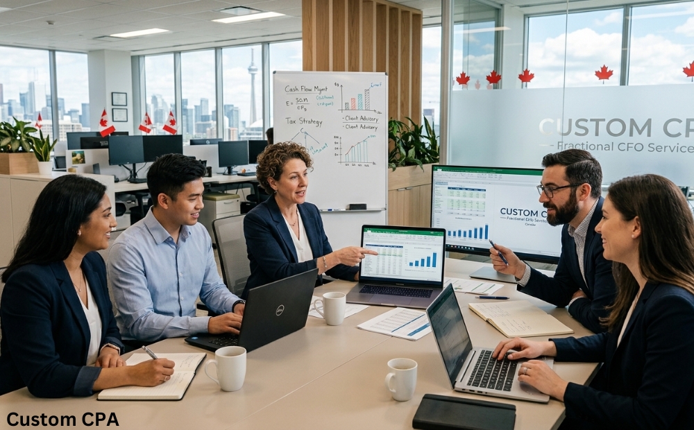 Custom cpa, Fractional CFO Services team working in the office in Canada