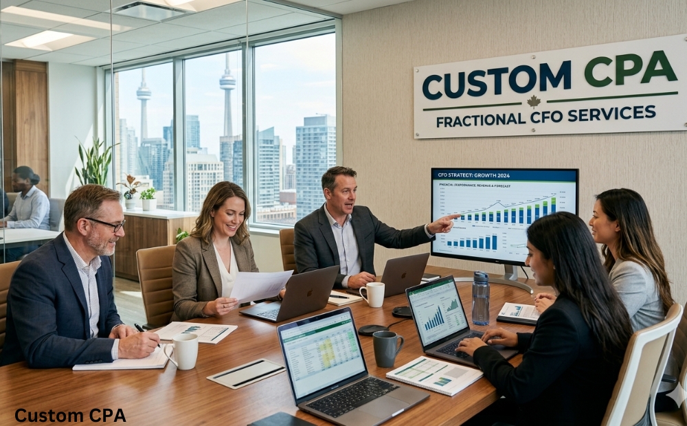 Custom CPA, Fractional CFO Services team in the office in Canada
