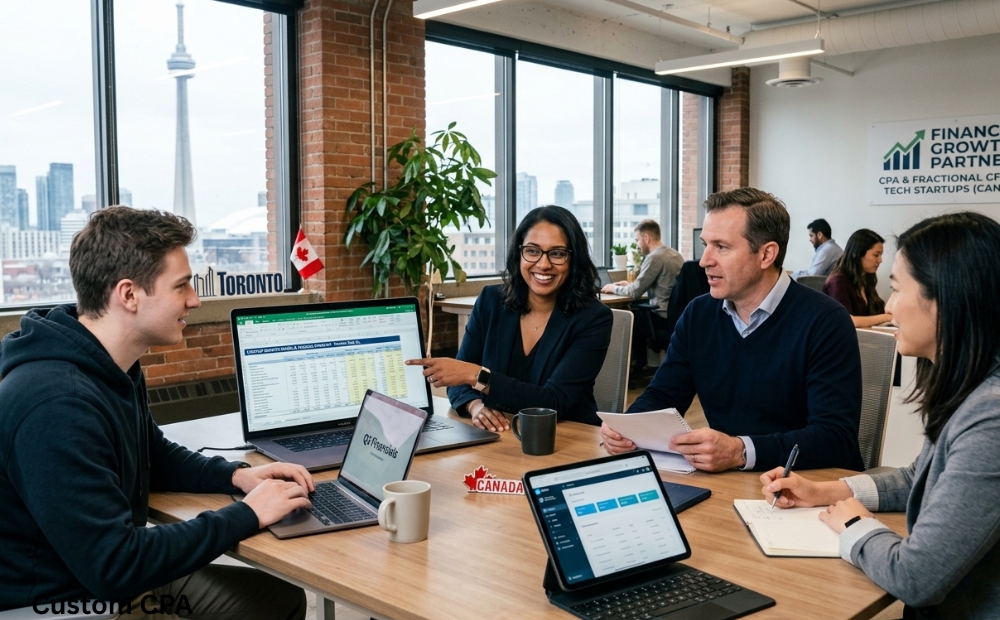 Custom CPA, Fractional CFO for Tech Startups team in the office in Canada