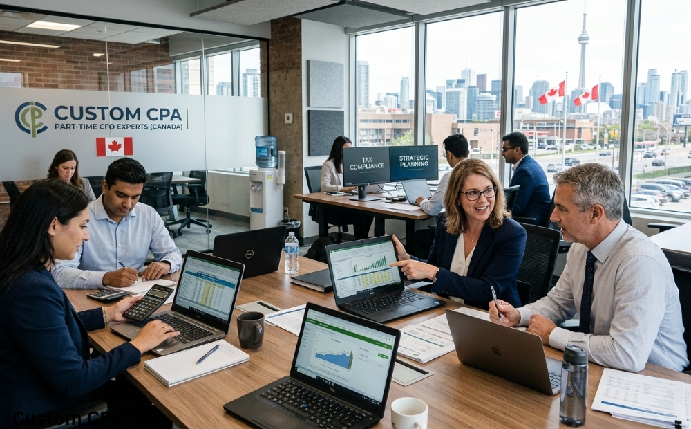 Custom CPA, Part-time CFO experts team working in the office, Canada