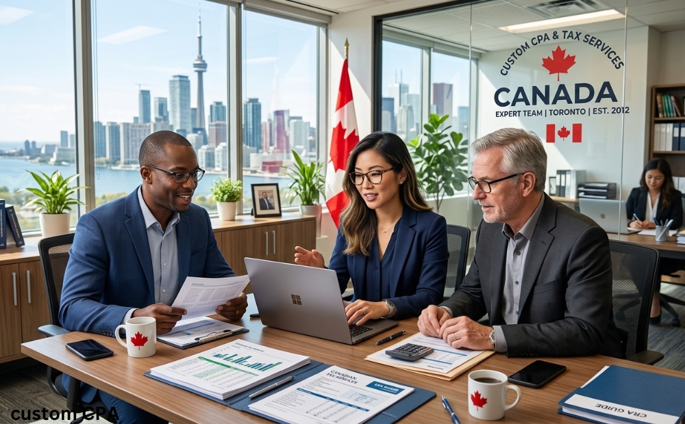 Custom cpa, tax services expert team in the office in Canada