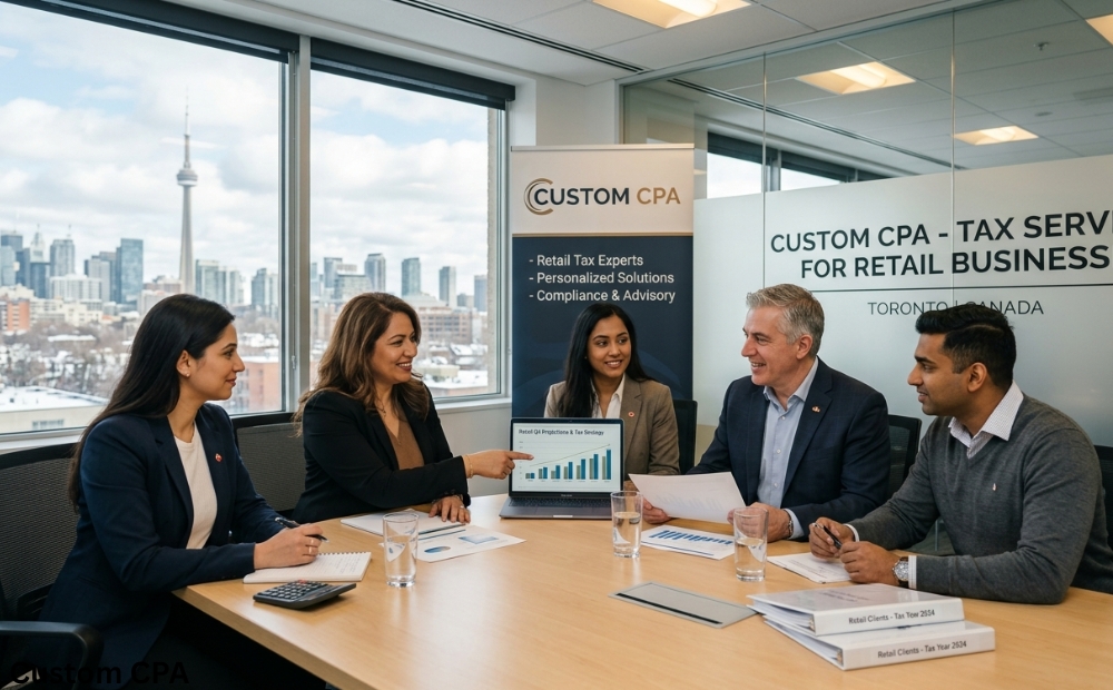 Custom CPA, Tax Services for Retail Businesses expert team in the office in Canada