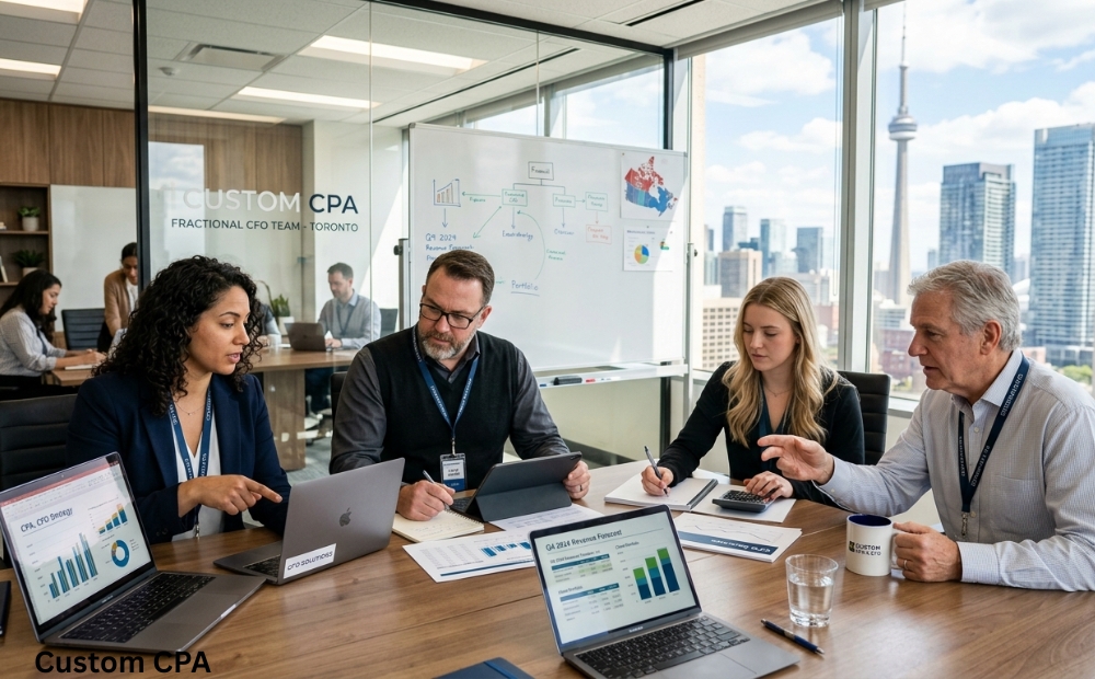 custom cpa, fractional cfo team working in the office in Canada