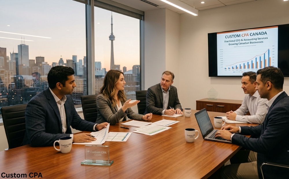 Custom CPA Canada, a fractional CFO expert services team working in the office in, Canada