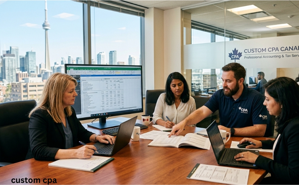Custom CPA Canada, an expert tax services team working in the office, Canada