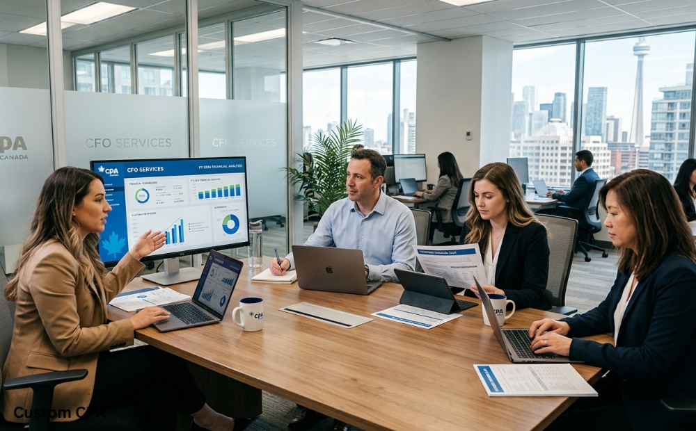 Custom CPA Canada, CFO Services team working in the office, Canada