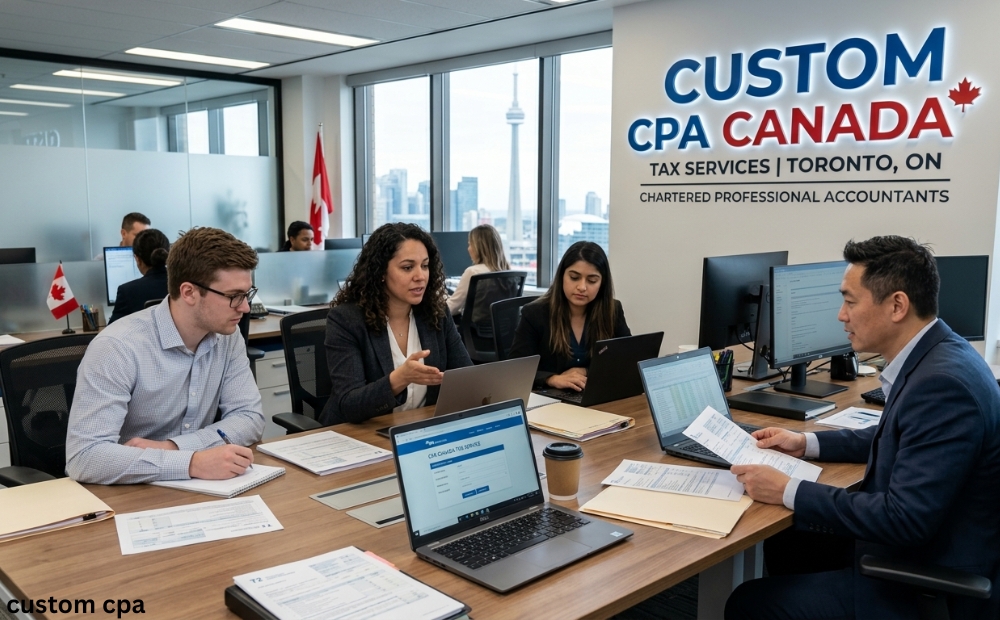 Custom CPA Canada, Tax Services team working in the office, Canada