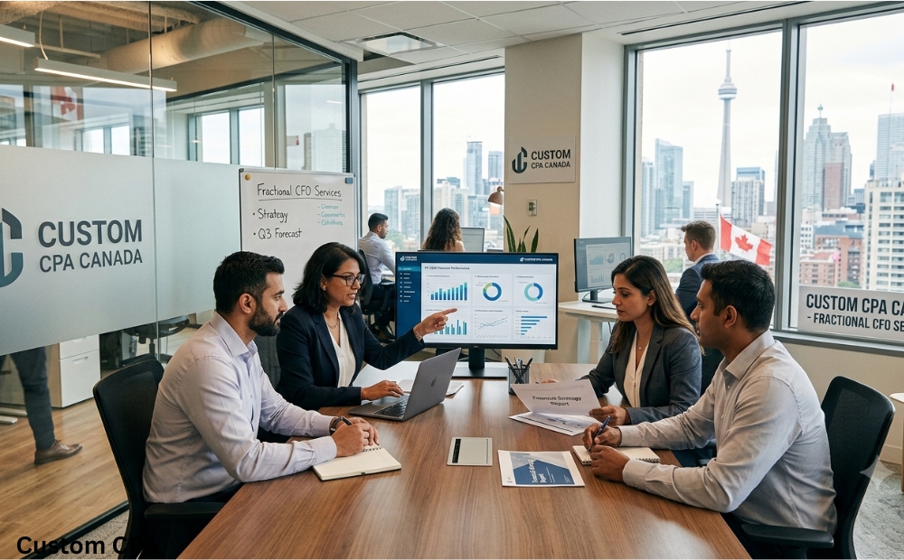 Custom CPA Canada, a fractional cfo services team working in the office, Canada