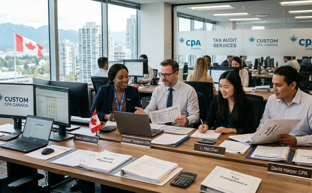 Custom Cpa Canada , Expert tax Audit Services team working in the office, Canada