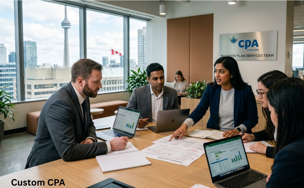 Custom CPA Canada, business plan Services team working in the office, Canada