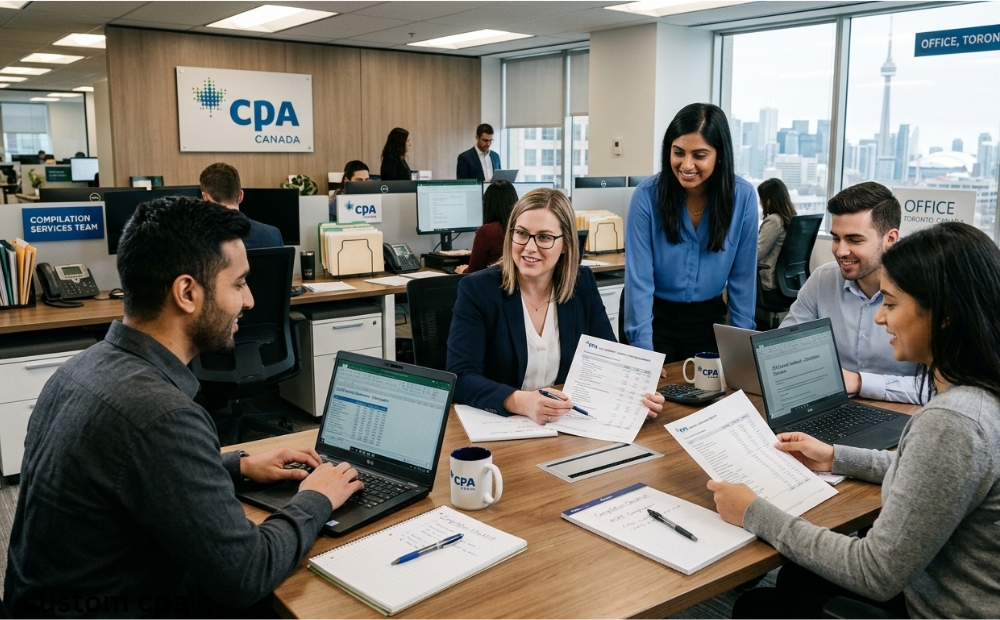 Custom CPA Canada, Compilation Services team working in the office, Canada