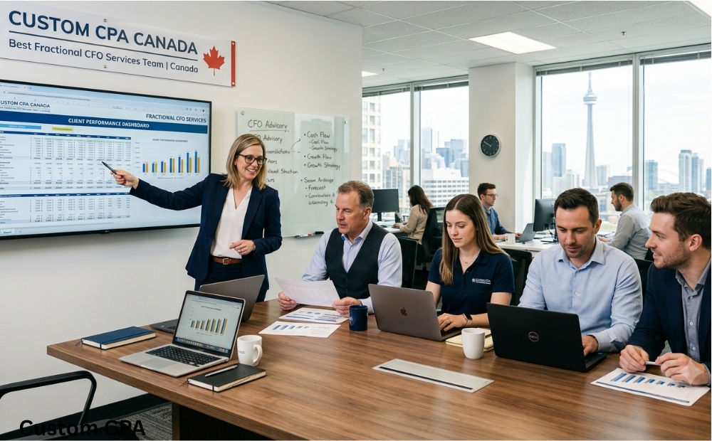 Custom CPA Canada, best fractional cfo Services team working in the office, Canada
