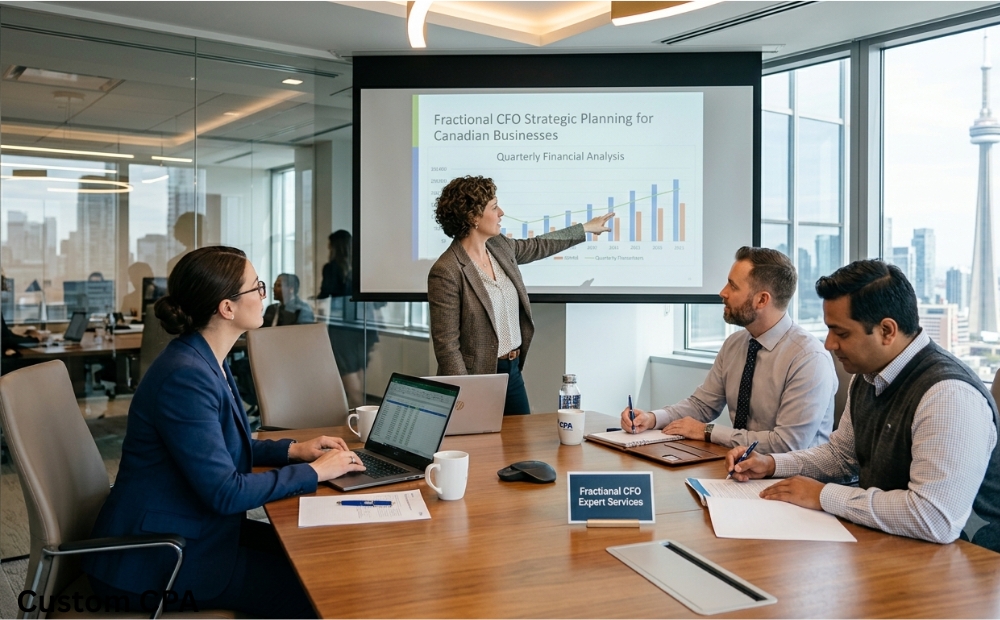 Custom CPA Canada, fractional CFO expert Services team working in the office, Canada