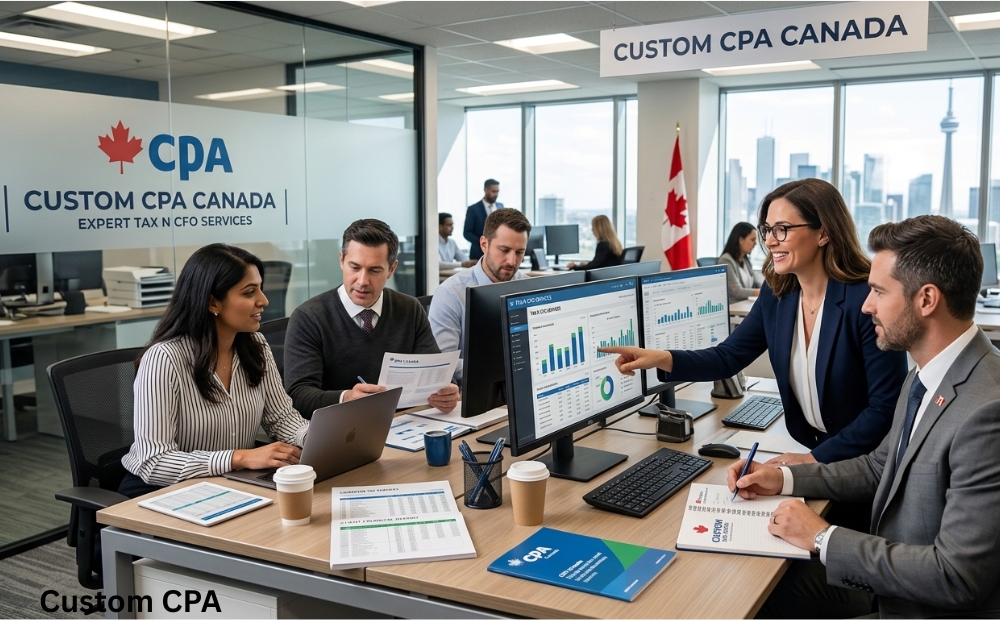 Custom CPA Canada, expert Tax n CFO Services team working in the office, Canada