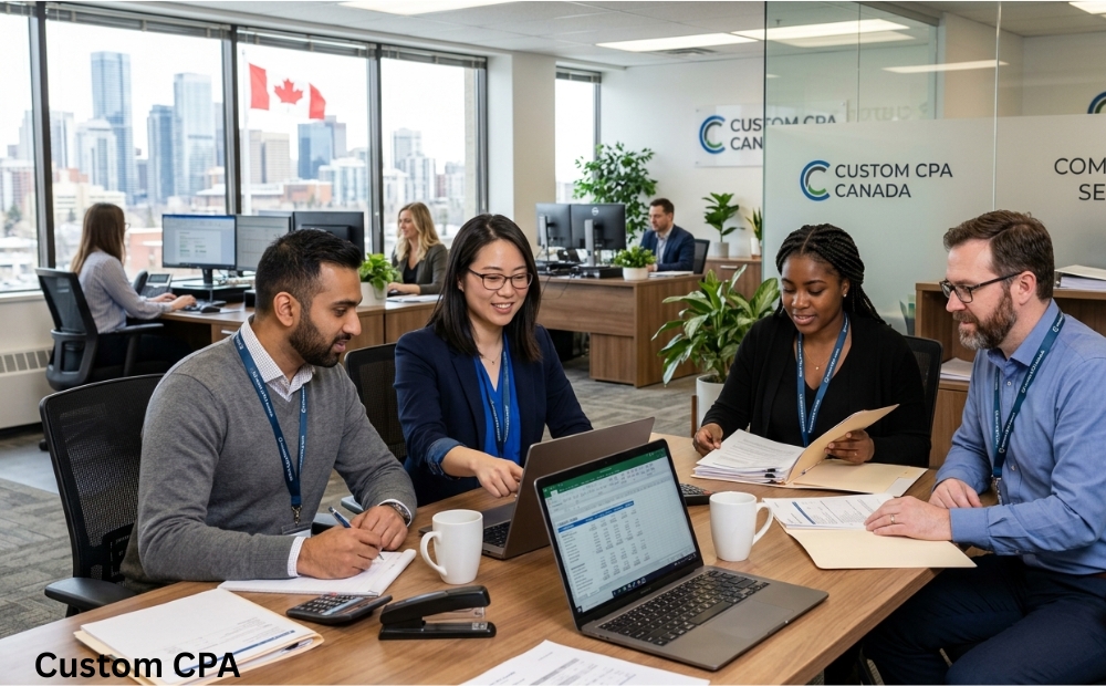 Custom CPA Canada, Compilation services team working in the office, Canada