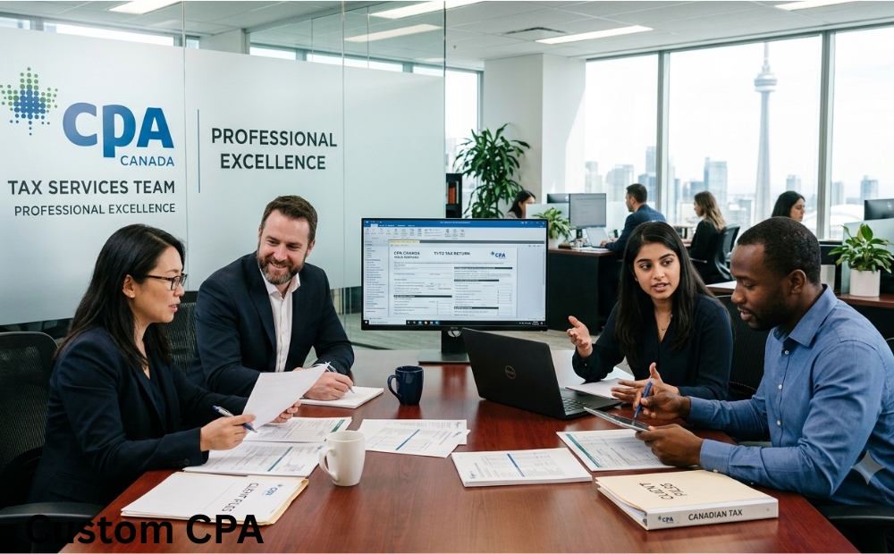 Custom CPA Canada, Tax Services services team working in the office, Canada