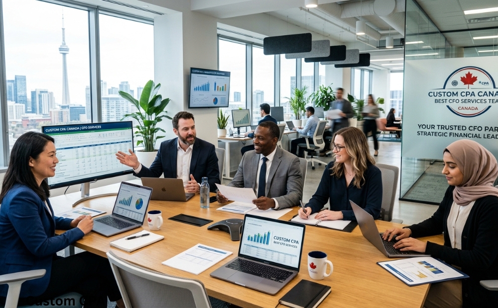 Custom CPA Canada, best CFO services team working in the office, Canada