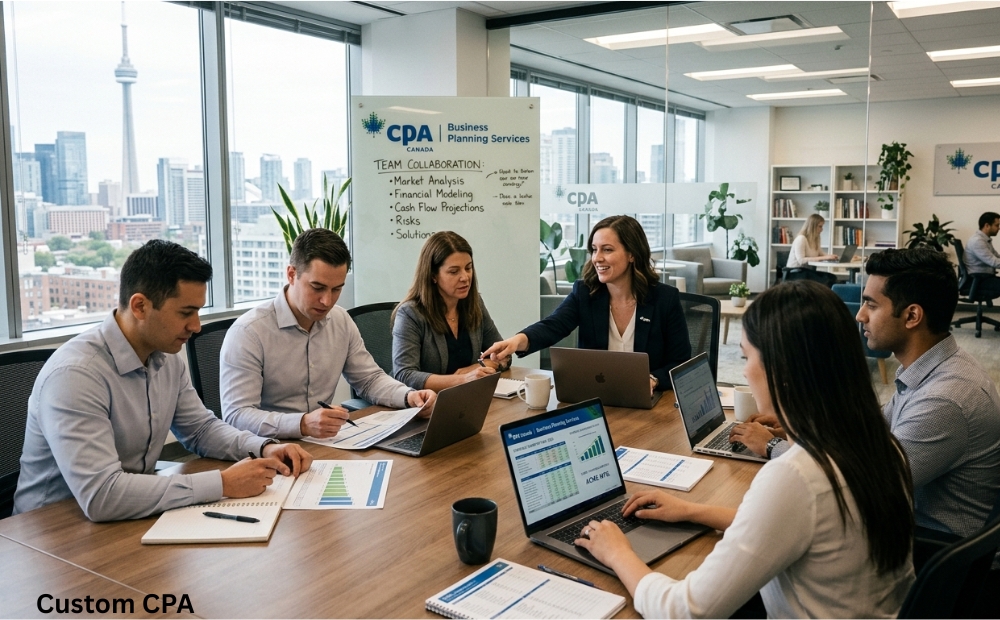 Custom CPA Canada, Business planning services team working in the office, Canada