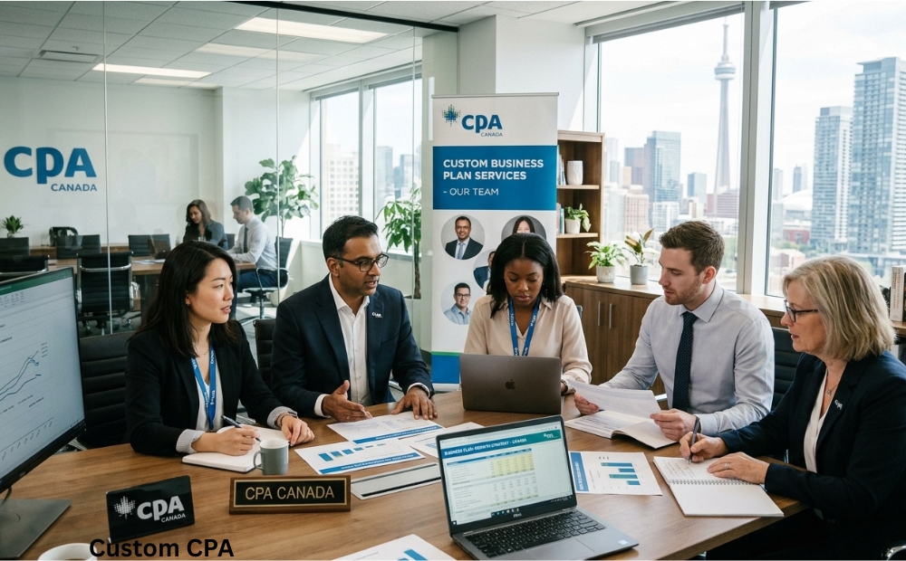Custom CPA Canada, business plan services team working in the office, Canada