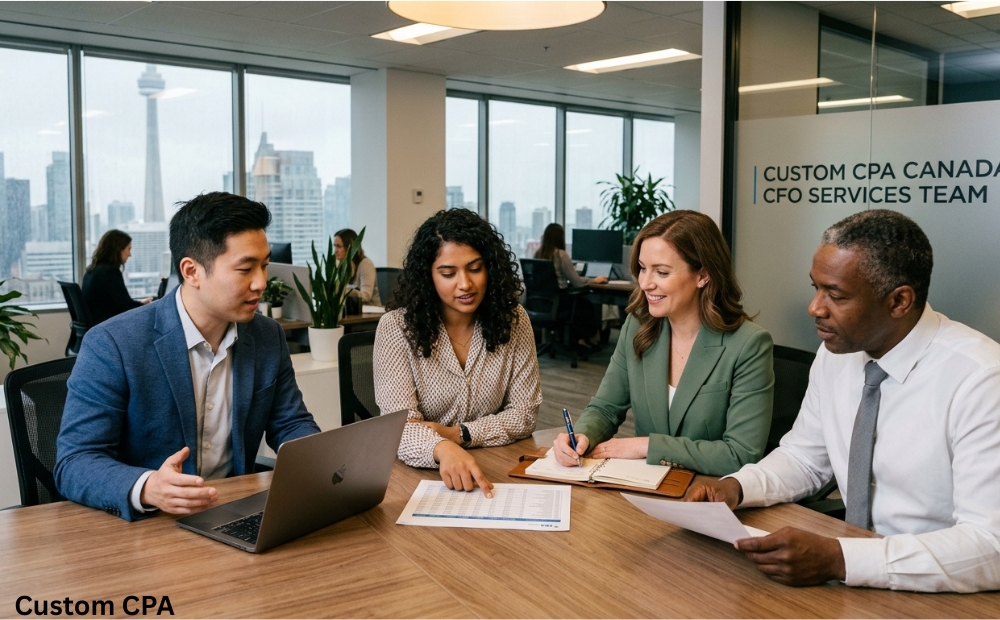 Custom CPA Canada, CFO services team working in the office, Canada