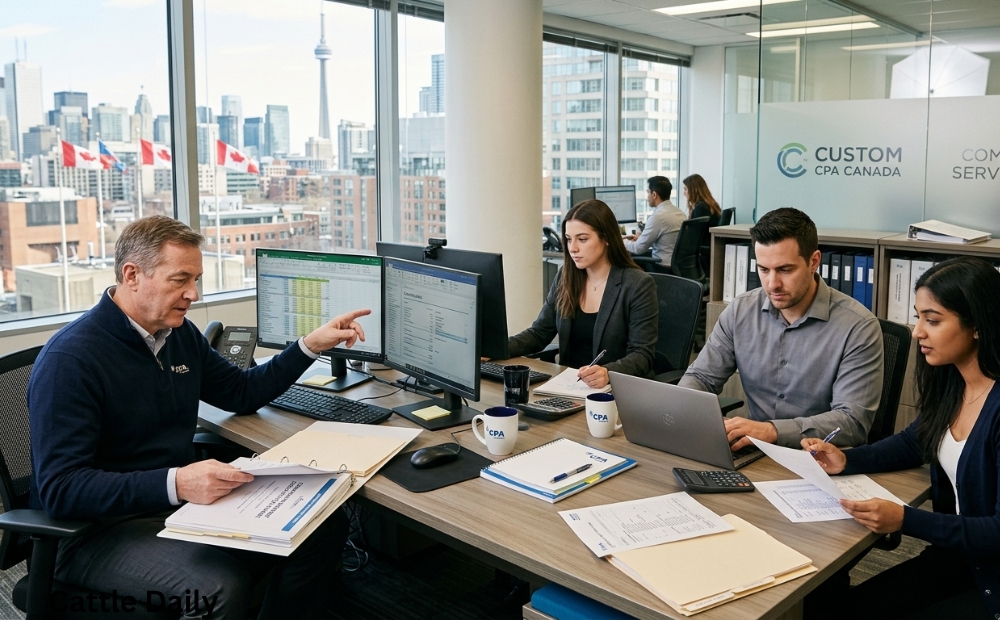 Custom CPA Canada, compilation services services team working in the office, Canada