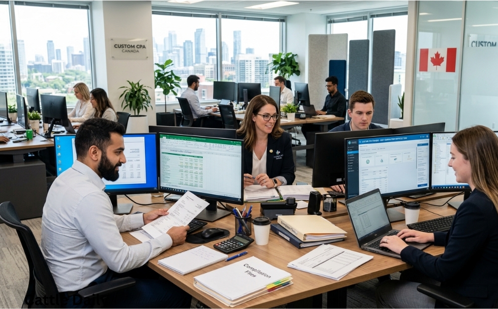Custom CPA Canada, best compilation services team working in the office, Canada