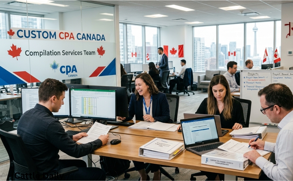 Custom CPA Canada, compilation services team working in the office, Canada