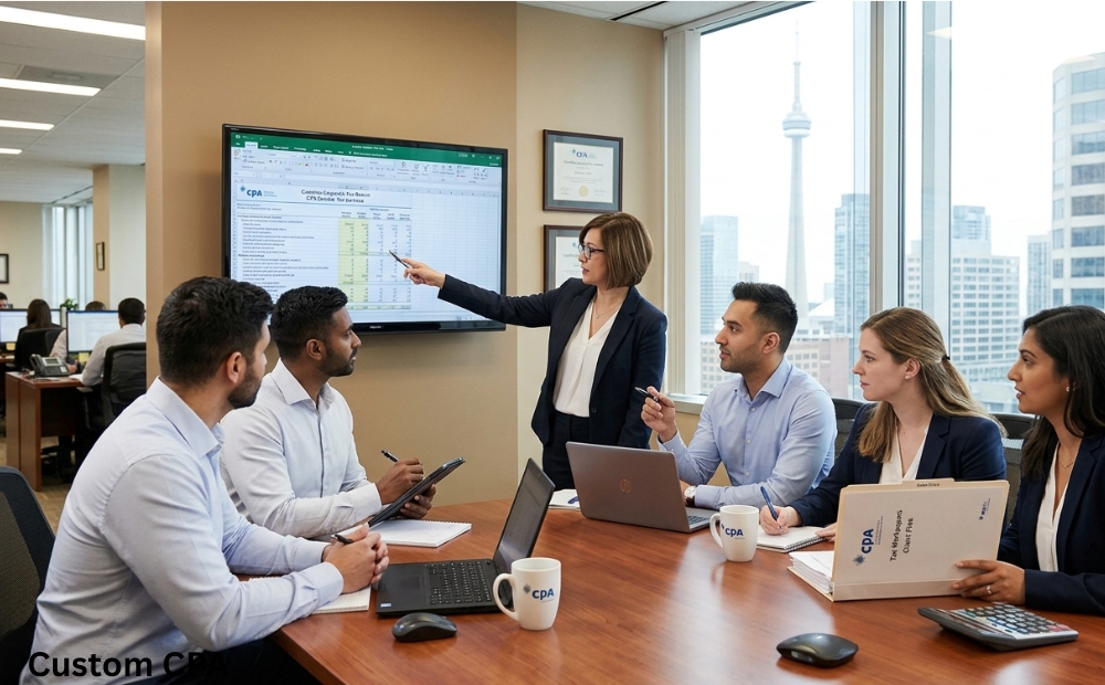 Custom CPA Canada, tax Services team working in the office, Canada