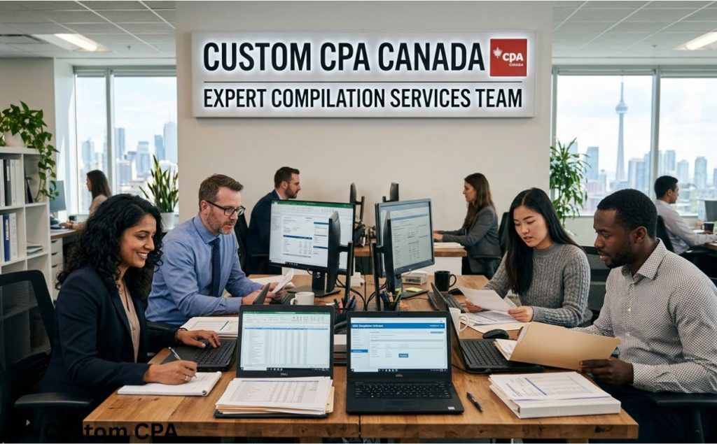 custom cpa canada, epert compilation services team working in the office, Canada