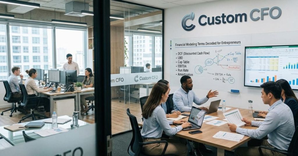 Employees are working on Financial Modeling Terms Decoded for Entrepreneurs